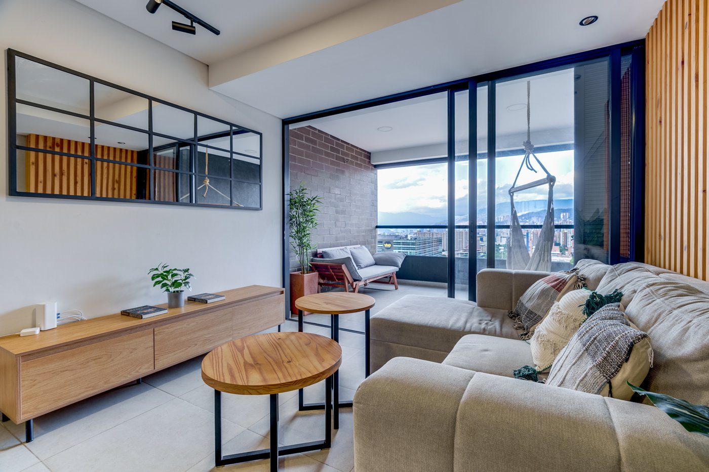 Living room with city view